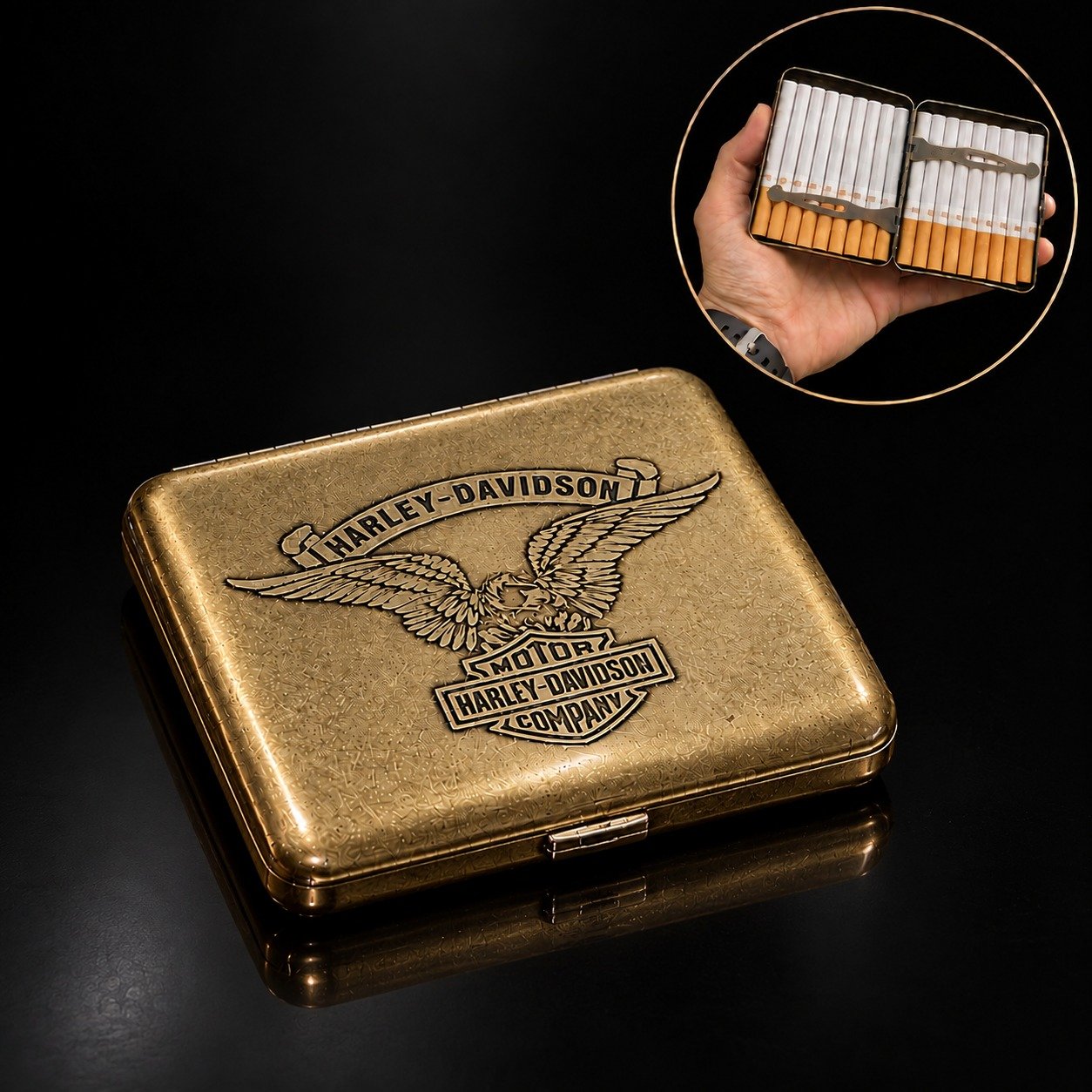 Eagle Engraved Metal Cigarette Case