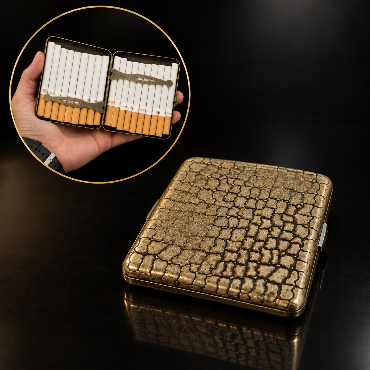 Crocodile Texture Metal Cigarette Case