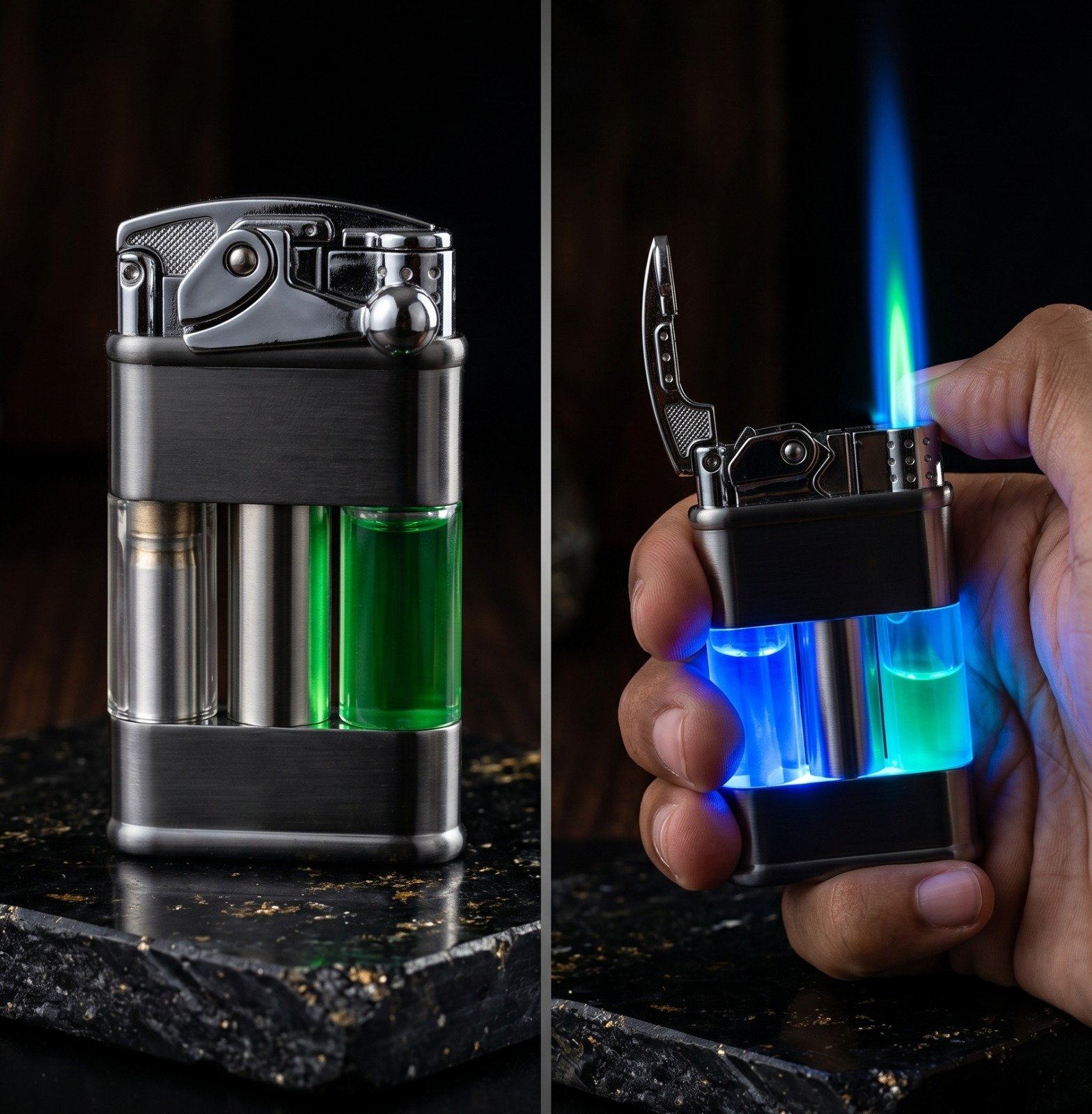 Transparent fuel chamber butane lighter