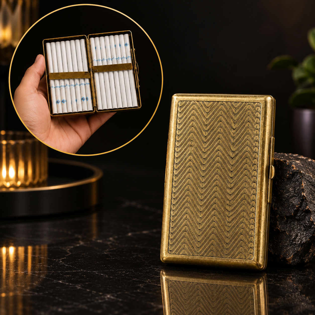 Vintage Wave Pattern Metal Cigarette Case