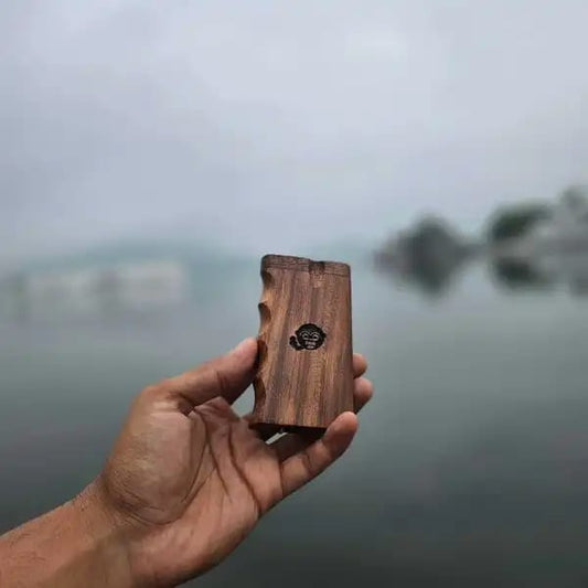 Wooden Dugout Box with One-Hitter – Pocket-Sized Storage for Smoking Essentials & Herbs, Paperless Smoking - SMOKA